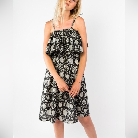 Emerson Fry Daphne India Collection Floral Ruffle Off Shoulder Dress Sundress - Picture 1 of 8